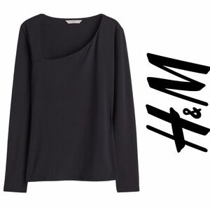 ✨NWOT✨ H&M Long-sleeved Asymmetric Neckline Jersey Top Size L